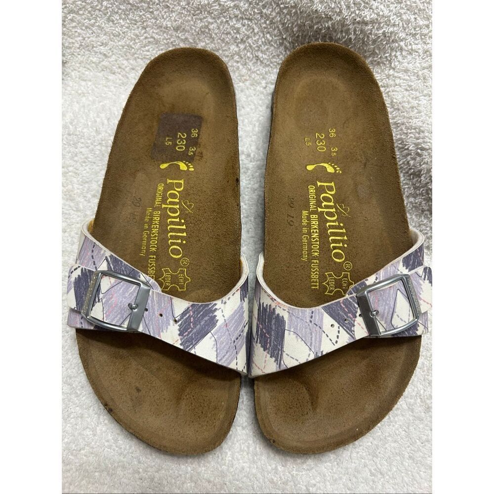 Papillo By Birkenstock Fussbett Madrid Sandal Slide Pale Gray Lavender Size 36